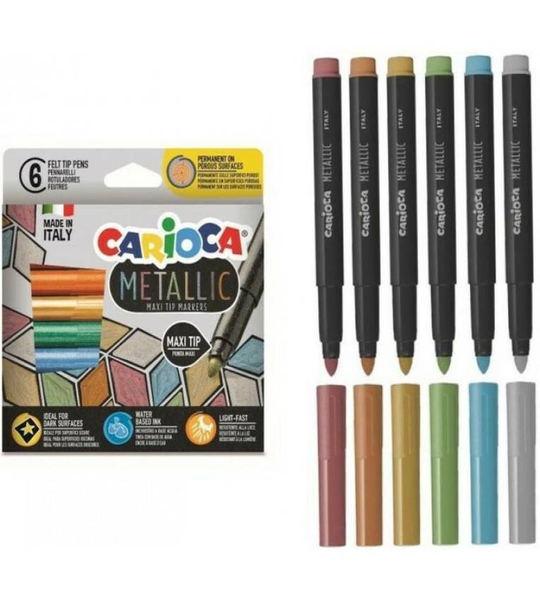 Carioca Marqueurs d'art épais Metallic Maxi Tip en 6 couleurs